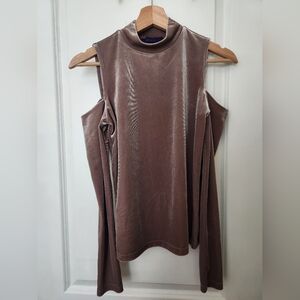 Aeropostale Long Sleeve Velvet Mauve Cold Shoulder Top Y2K Romantic Goth Sz S